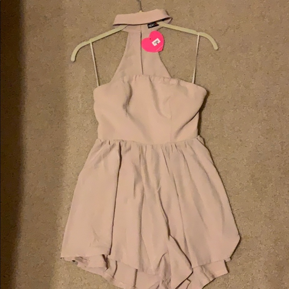 Blush Strapless Romper w/Faux Choker